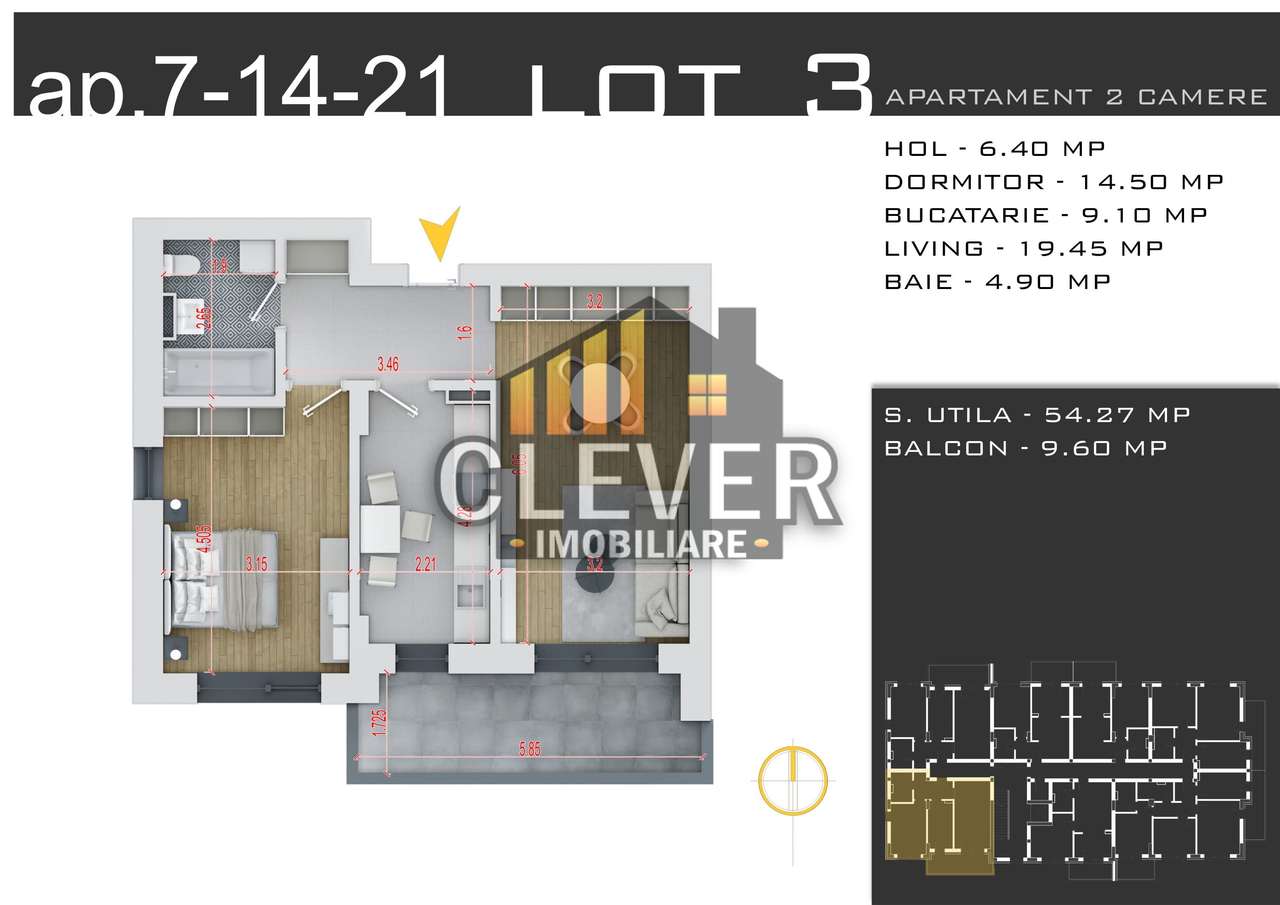 Apartament 2 camere decomandat 64 mp, comision 0, Pallady