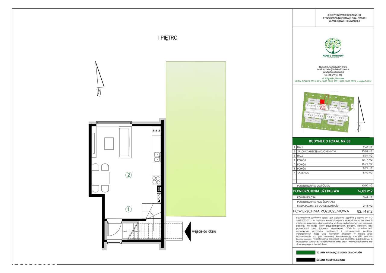 4-pokojowe mieszkanie 76m2 + ogródek - Pełny obrazek: 2/7