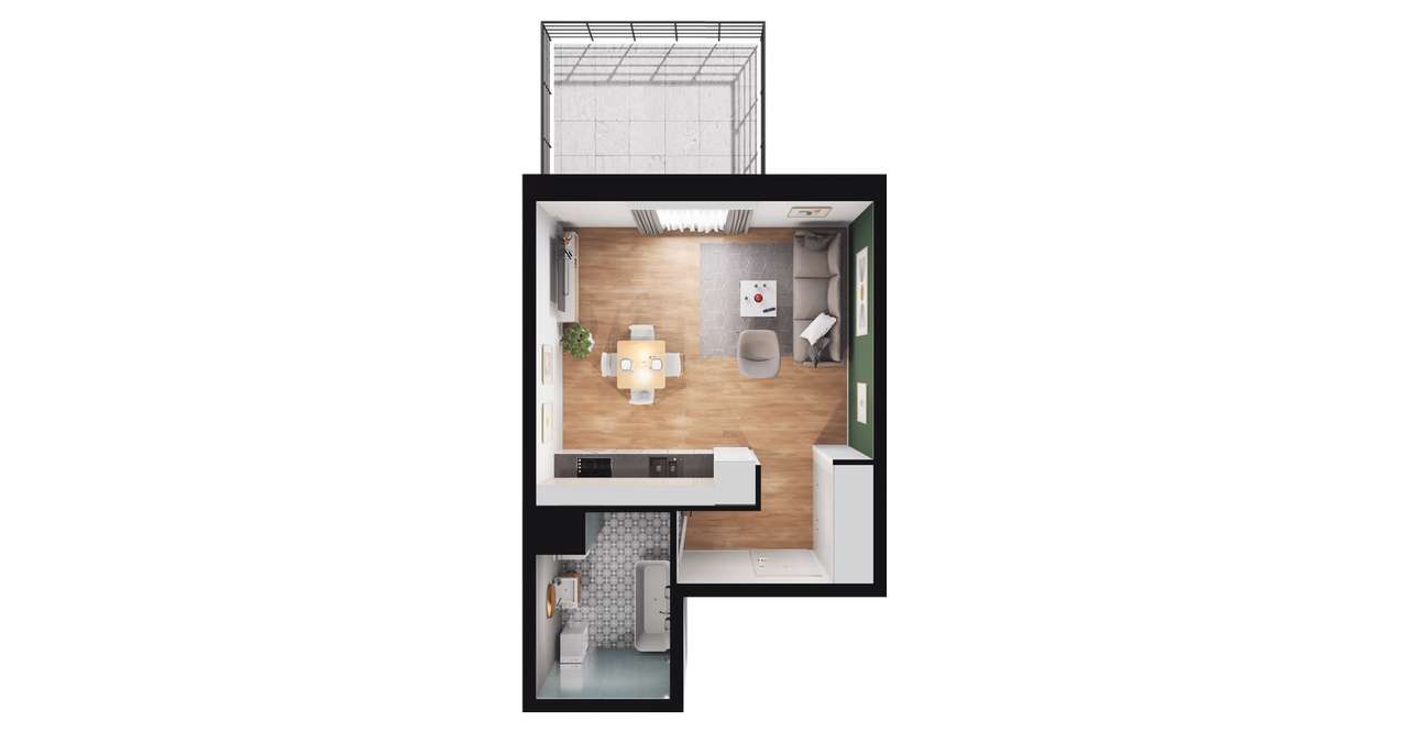 1-pokojowe mieszkanie 29m2 + taras Bez Prowizji - Pełny obrazek: 4/10