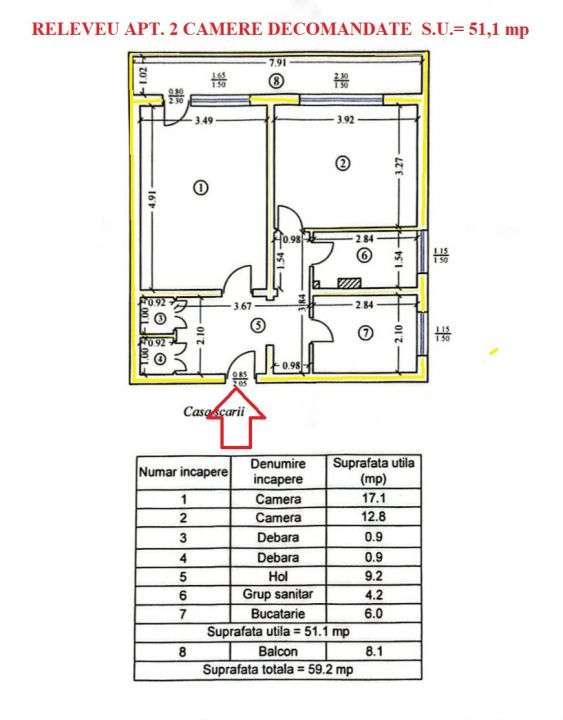 Apartament de vanzare 2 camere decomandate, str. Cornisa, Mun. Bacau-1