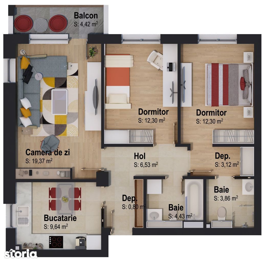 Apartament cu 3 camere VICTORY by Casa Nobel