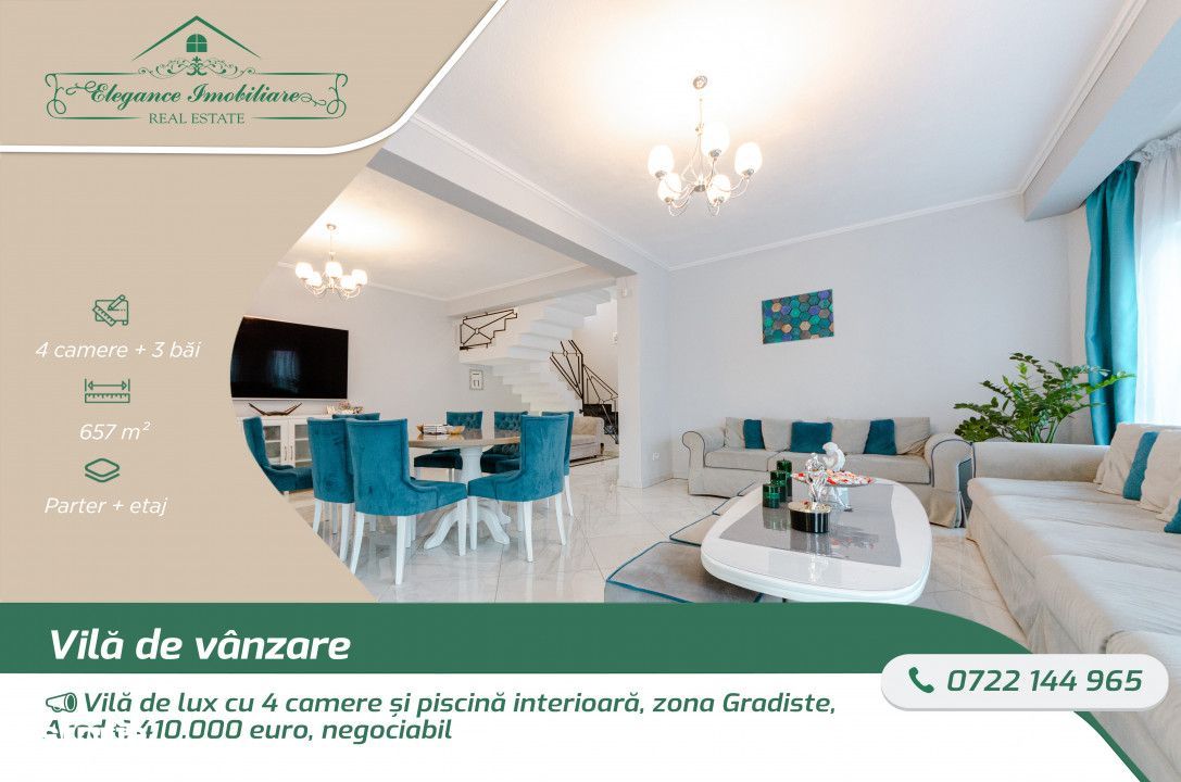 Vila de lux cu 4 camere si piscina interioara, zona Gradiste, Arad