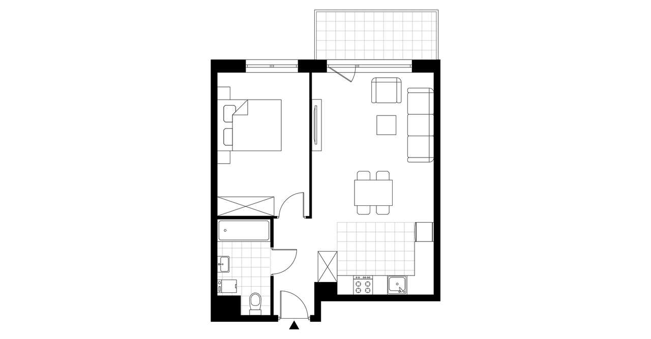 2-pokojowe mieszkanie 44m2 + balkon - Pełny obrazek: 3/8