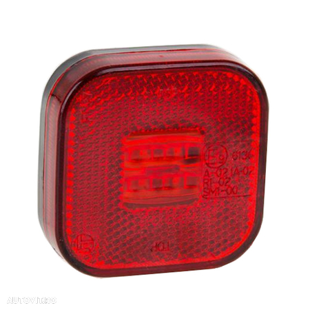 Lampa gabarit auto BestAutoVest 12/24V cu LED, patrata, culoare Rosie, 64x64mm, 1buc - 1