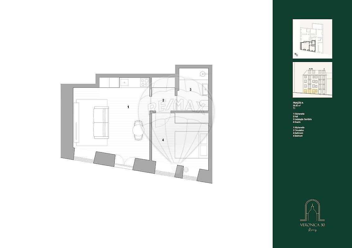 Apartamento T1 para venda - Grande imagem: 2/5