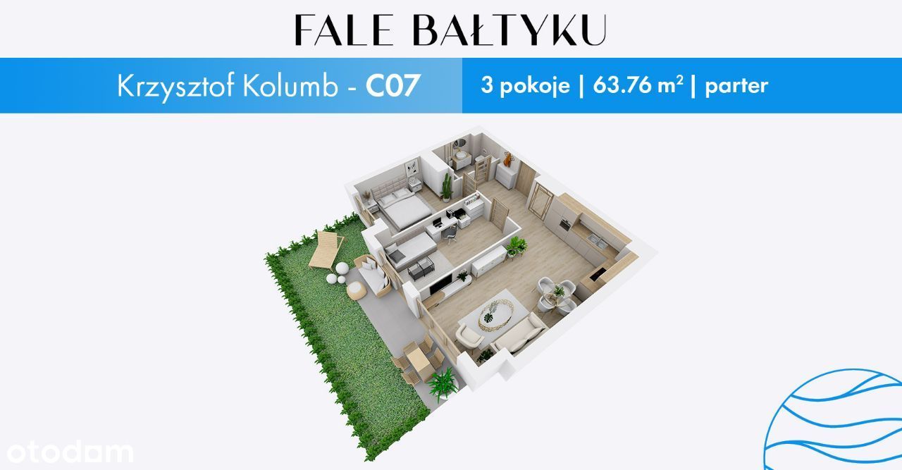 Fale Bałtyku | C07 | mieszkanie z ogródkiem 40MKW