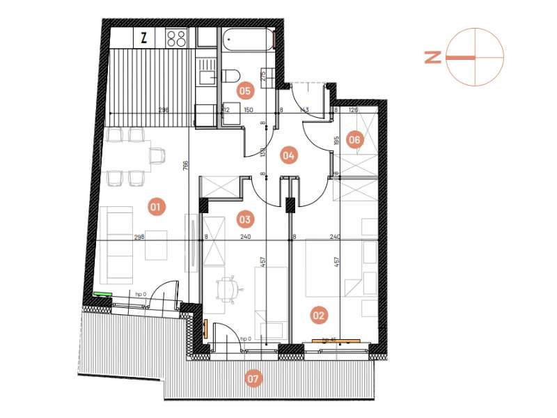 Mieszkanie, 54.39m², 3 pokoje, 3 piętro, B-KLM12-LM25, Nowe Horyzonty - Pełny obrazek: 2/14