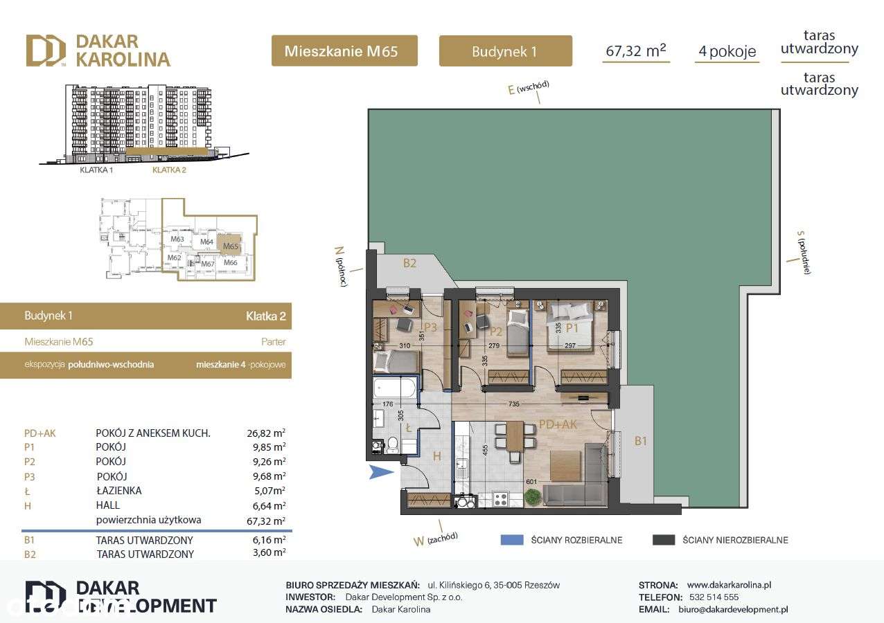 4 pokoje - 67,32m2 |Taras |Ogródek |Dakar Karolina - Pełny obrazek: 2/6