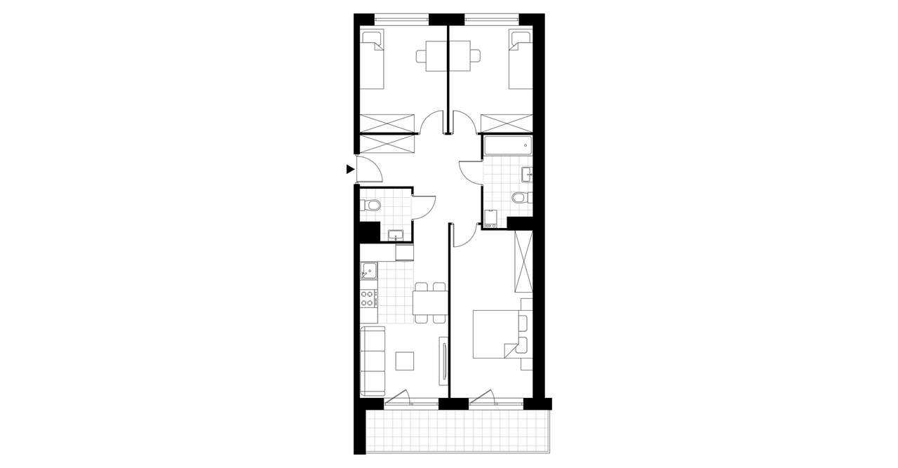 4-pokojowe mieszkanie 68m2 + balkon - Pełny obrazek: 3/8