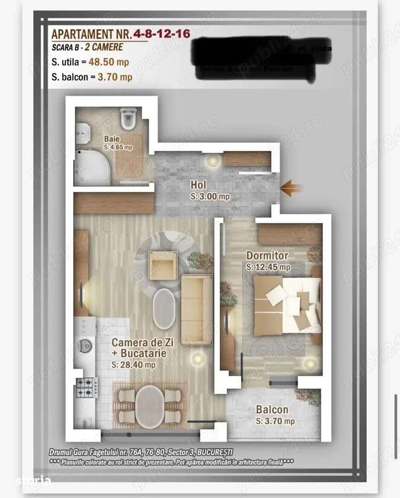 Vânzare Apartament 2 Camere – Design Modern & 2 Locuri de Parcare – S3-2