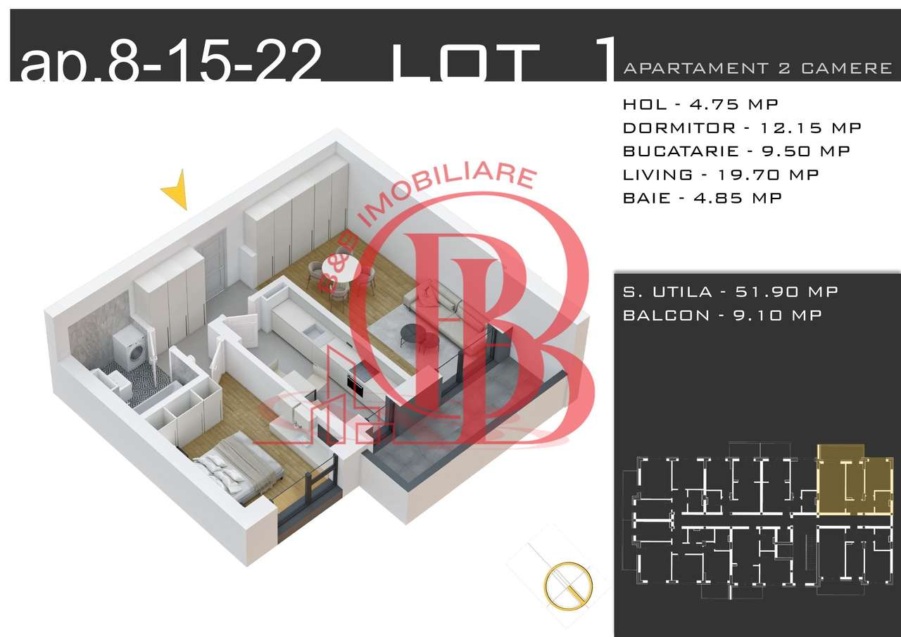 2 camere decomandat -parcare inclusa -Pallady-0