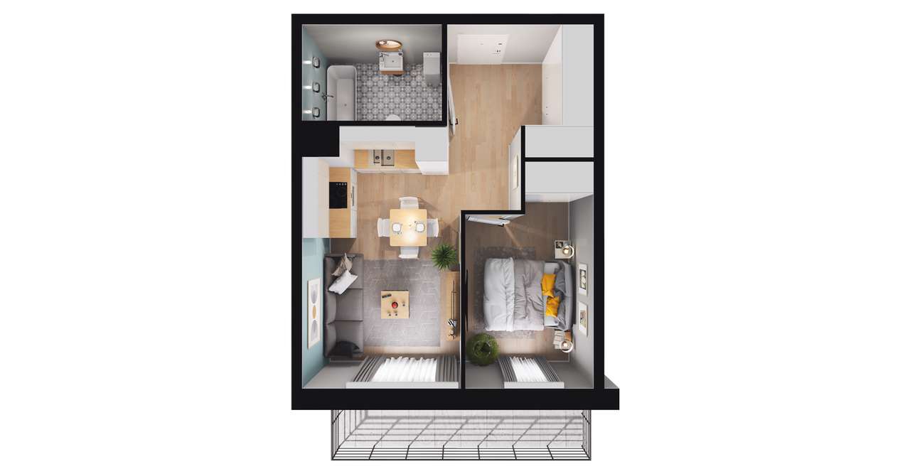 2-pokojowe mieszkanie 36m2 + balkon Bezpośrednio - Pełny obrazek: 3/9