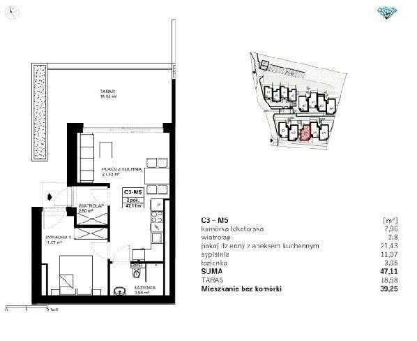 Apartament (40 m2) z przestronnym tarasem-5
