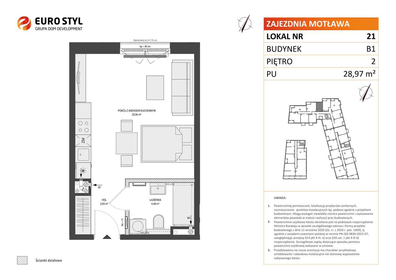 1-pokojowe mieszkanie 28m2 Bez Pośredników - Pełny obrazek: 2/7