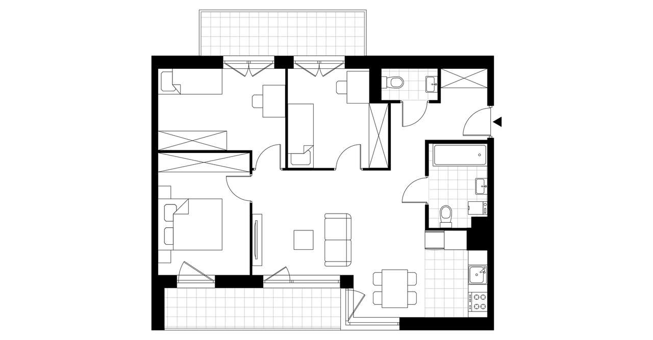 4-pokojowe mieszkanie 68m2 + 2 balkony - Pełny obrazek: 4/9