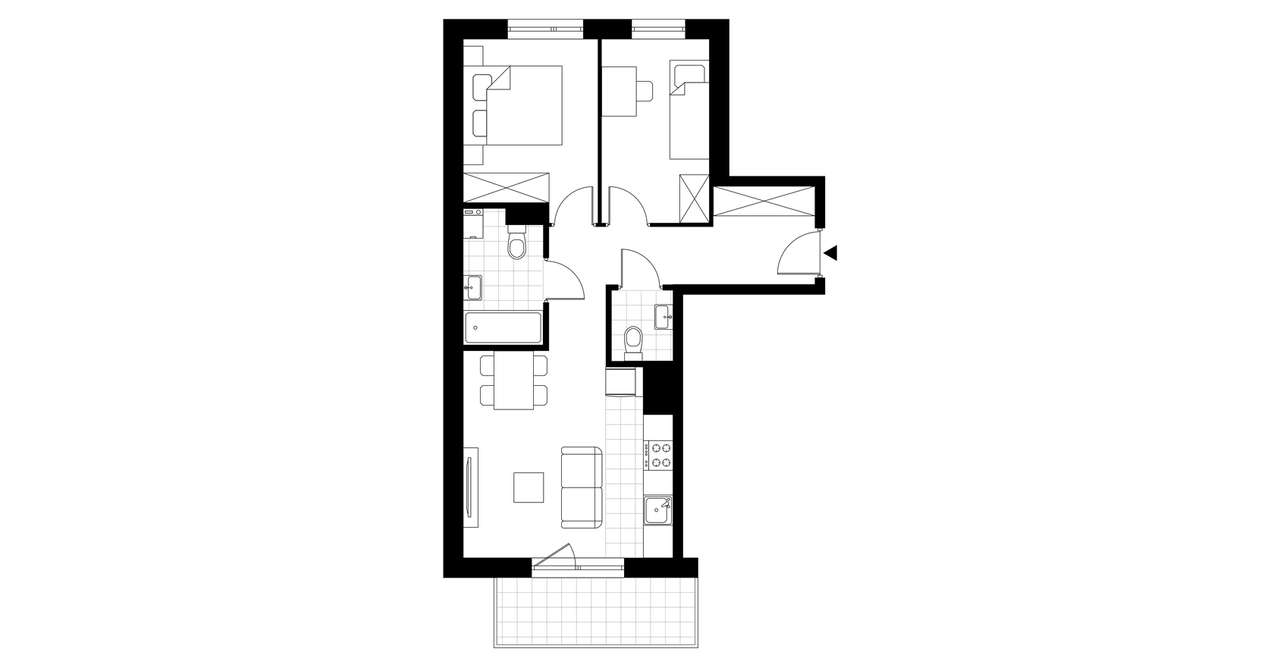 3-pokojowe mieszkanie 55m2 + balkon - Pełny obrazek: 3/8
