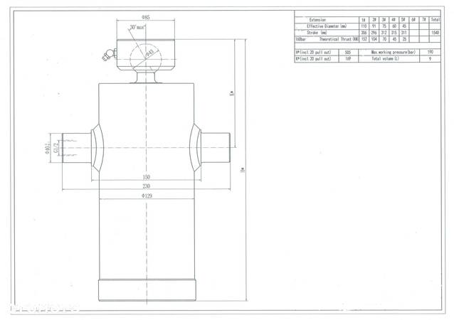 Siłownik do wywrotu krótki 5 sekcji wysuw 1540 dostawcze przyczepy tłok cylinder - 2