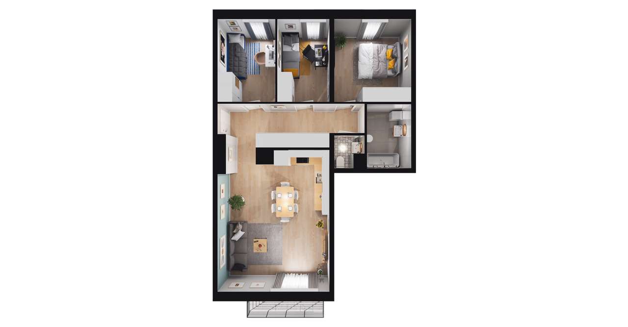 4-pokojowe mieszkanie 67m2 + balkon Bezpośrednio - Pełny obrazek: 3/9