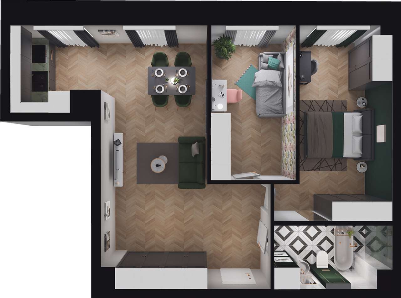 Kolejova 1 | mieszkanie 3-pok. | A.01.01 - Pełny obrazek: 3/9