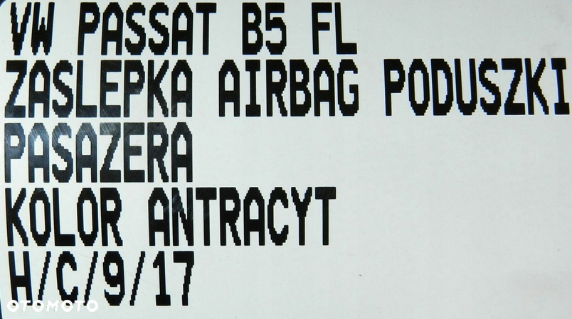 ZAŚLEPKA AIRBAG PODUSZKI PASAŻERA VW PASSAT B5 FL 00-05 ANTRACYTOWA - 5