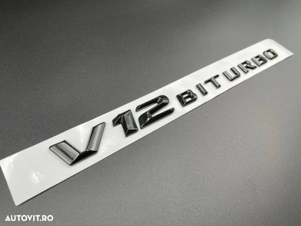 Set embleme Mercedes V12 Biturbo aripa Negru / Crom - 4