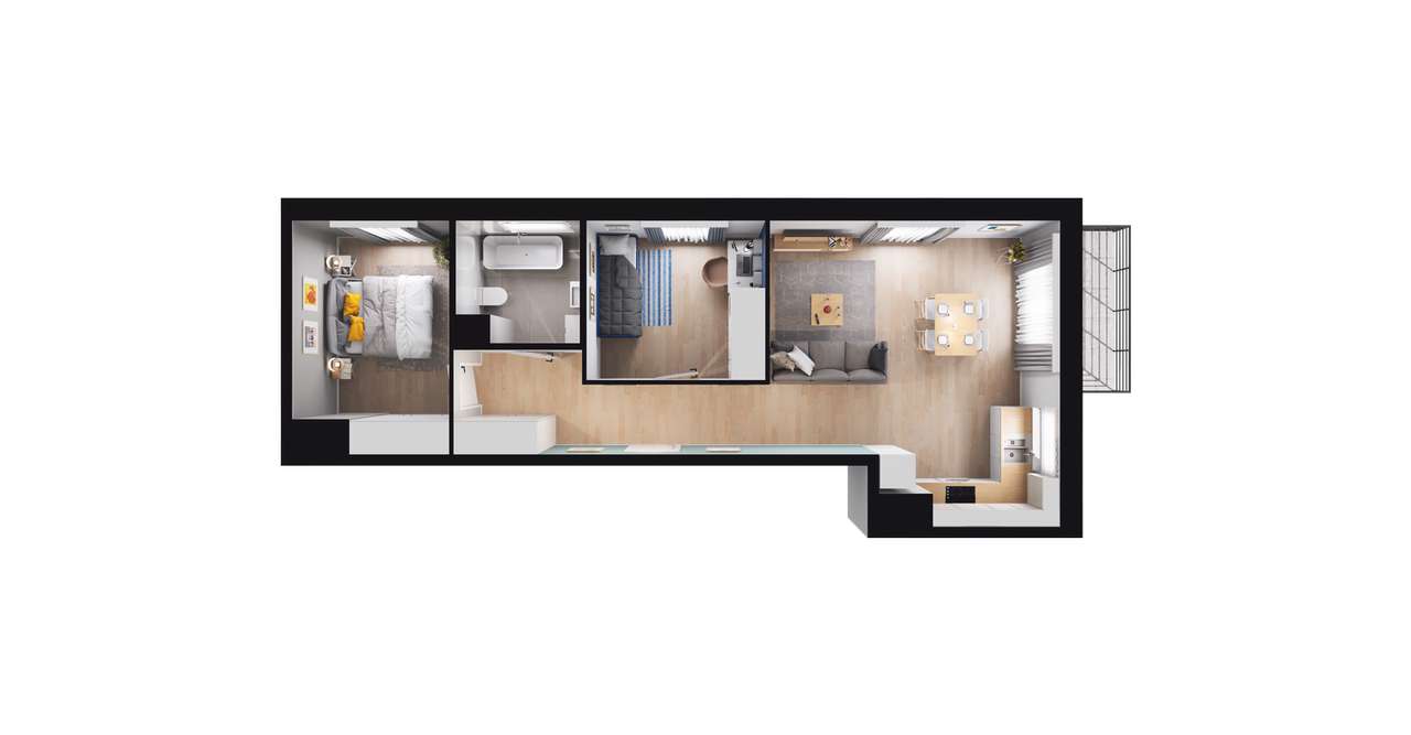 3-pokojowe mieszkanie 56m2 + balkon Bez Prowizji - Pełny obrazek: 2/8