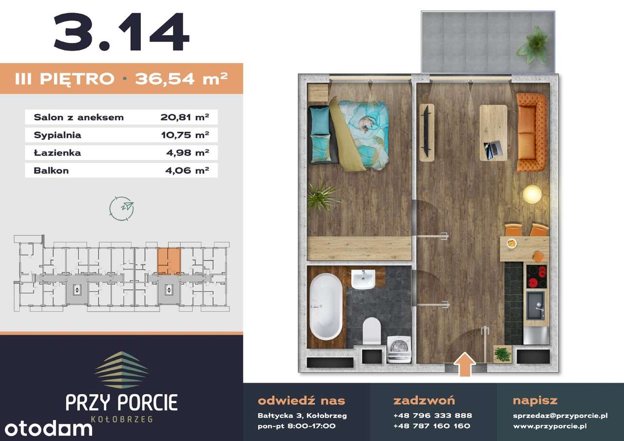 Przy Porcie - etap II | mieszkanie 2-pok. | M3.14 - Pełny obrazek: 2/12
