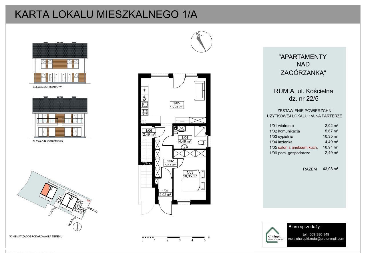 "Apartamenty nad Zagórzanką"/ lokal 1A + ogródek