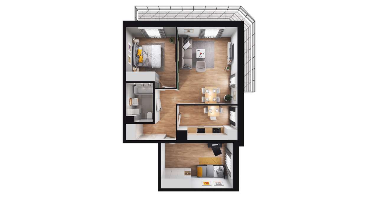 3-pokojowe mieszkanie 61m2 + balkon - Pełny obrazek: 2/8