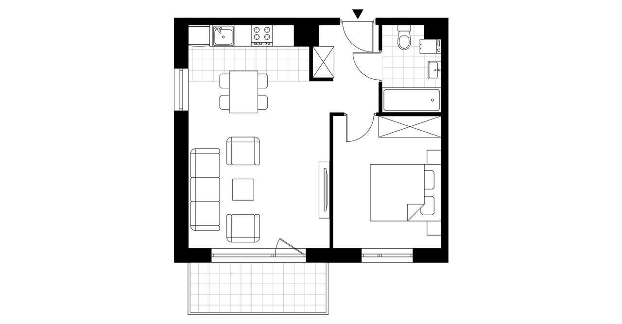 2-pokojowe mieszkanie 44m2 + balkon - Pełny obrazek: 3/8