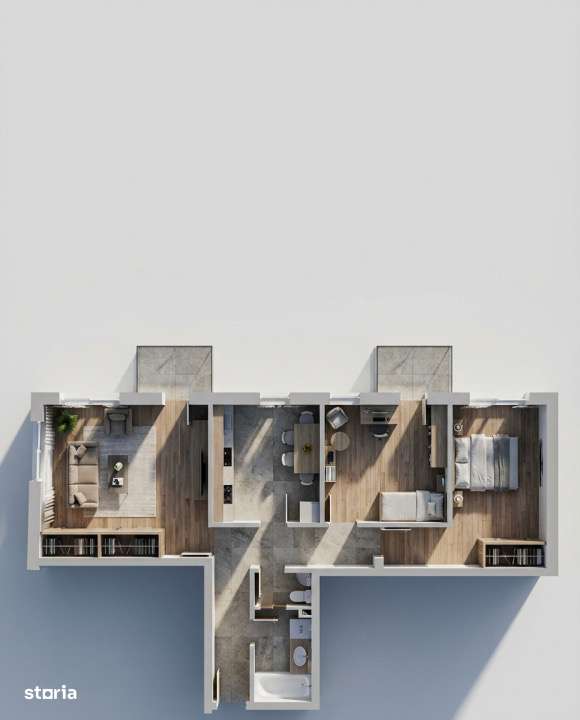 Apartament 3 CAM, SU 79.83MP, 2 BALCOANE, zona IRIS-2