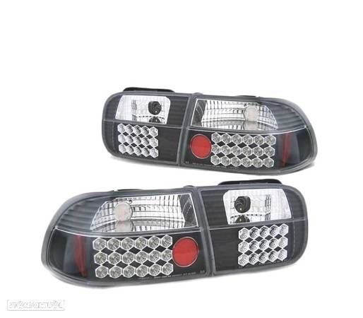 FAROLINS TRASEIROS LED PARA HONDA CIVIC 91-95 BLACK PRETO - 1