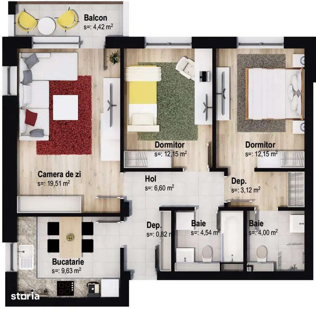 Apartament 3 camere, 2 bai, Tractorul, bloc nou 2024, parcare, liber!-0