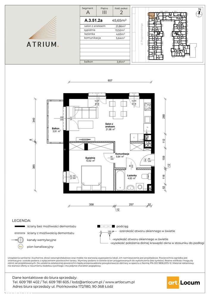 2-pokojowe mieszkanie 46m2 + balkon - Pełny obrazek: 2/7
