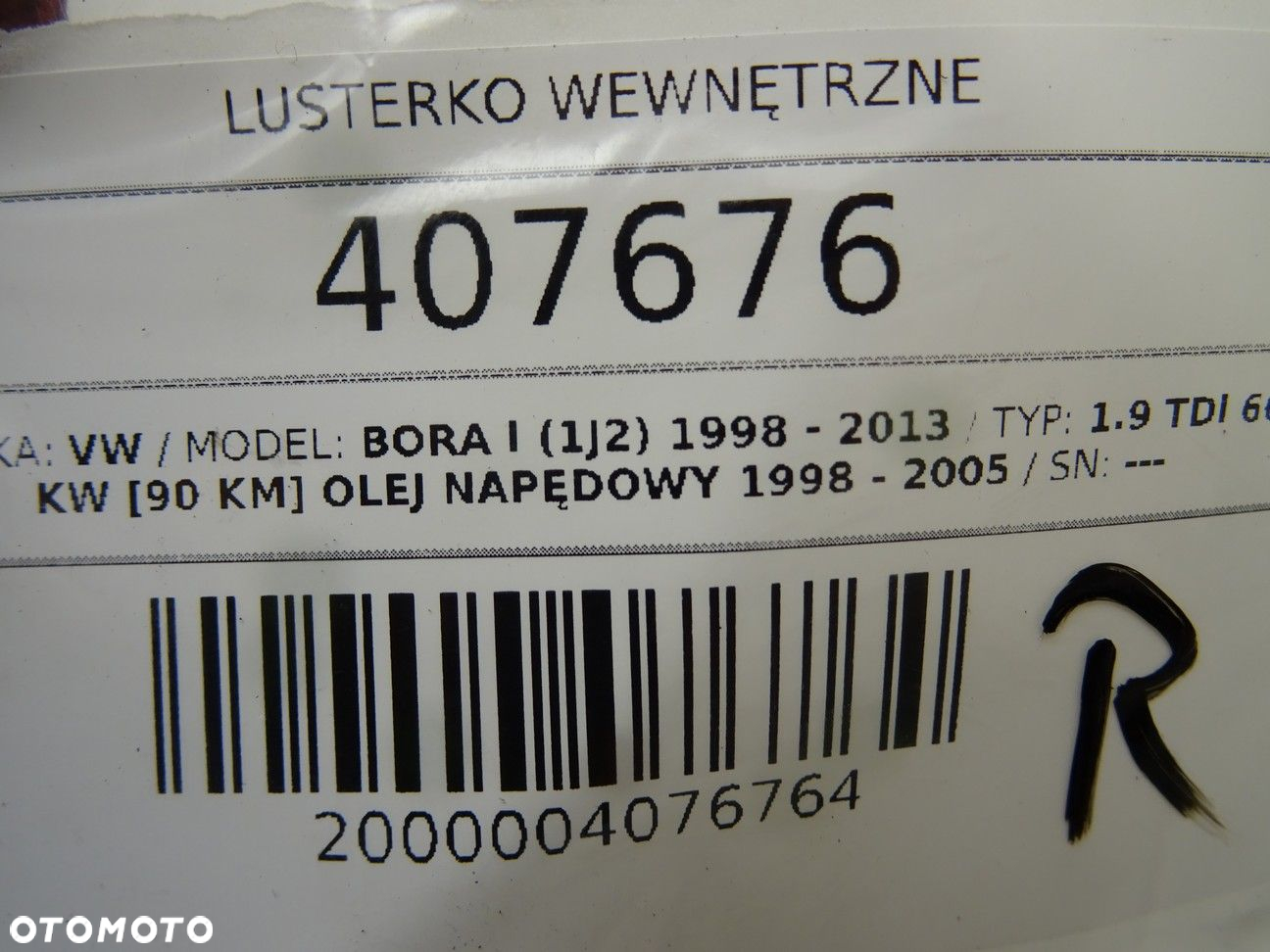 LUSTERKO WEWNĘTRZNE VW BORA I (1J2) 1998 - 2013 1.9 TDI 66 kW [90 KM] olej napędowy 1998 - 2005 - 5