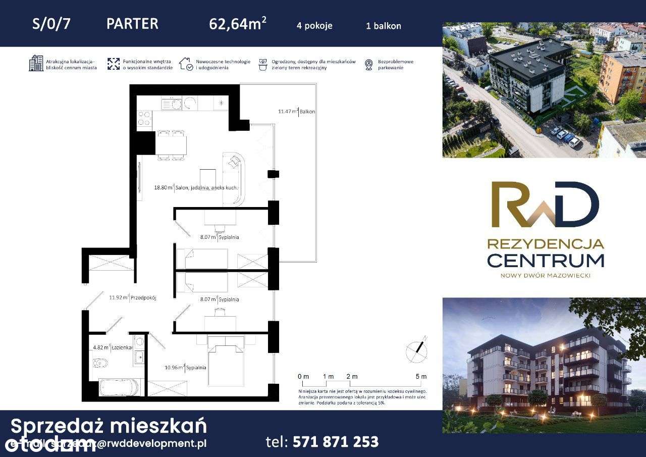 Rezydencja Centrum - ścisłe centrum Nowego Dworu Mazowieckiego - 4 pok - Pełny obrazek: 3/7