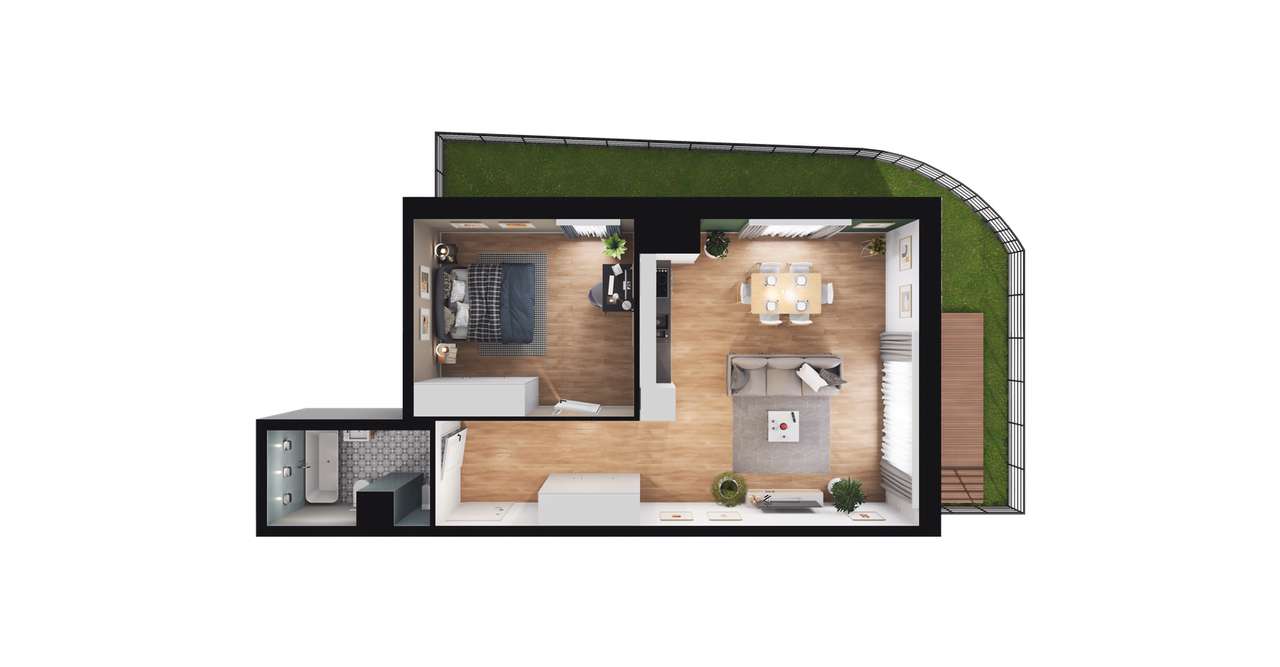 2-pokojowe mieszkanie 50m2 + ogródek Bezpośrednio - Pełny obrazek: 2/8