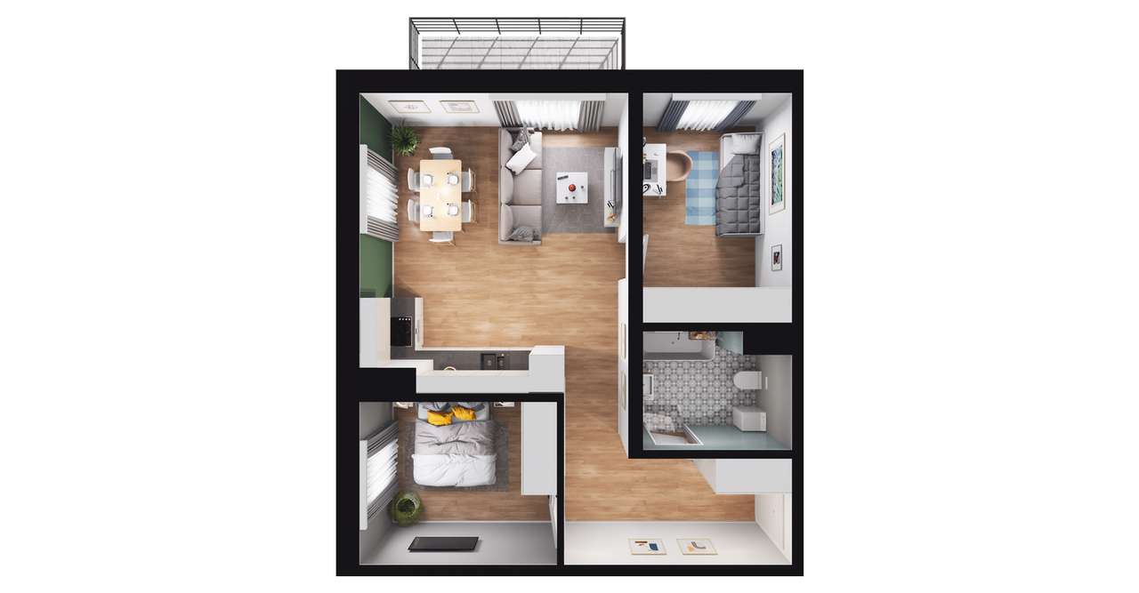 3-pokojowe mieszkanie 55m2 + balkon Bezpośrednio - Pełny obrazek: 2/8