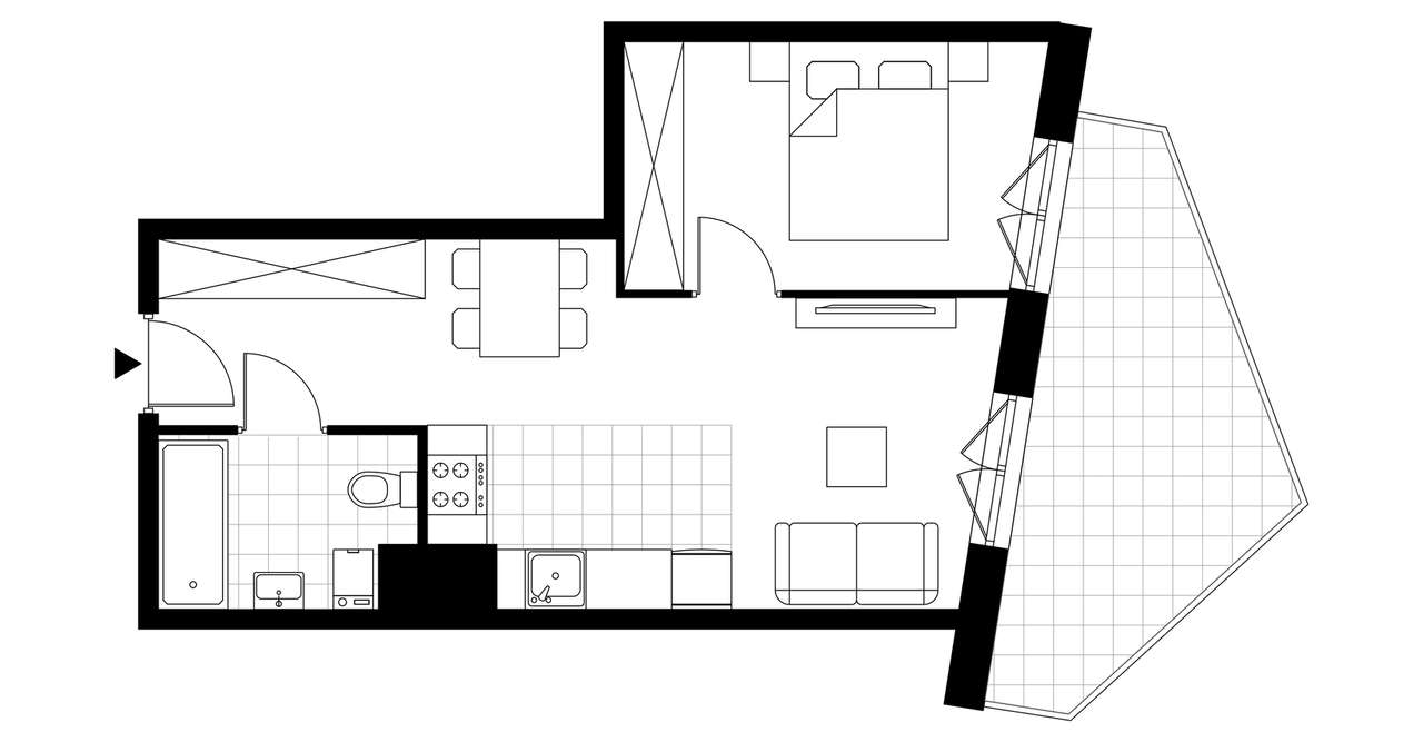 2-pokojowe mieszkanie 37m2 + loggia Bezpośrednio - Pełny obrazek: 4/9