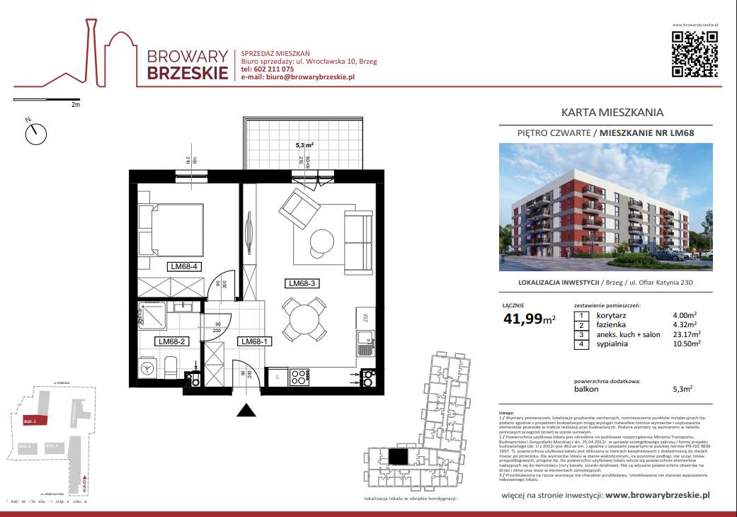 Browary Brzeskie | Mieszkanie 41,99 m2 | 2 Pokoje - Pełny obrazek: 2/7