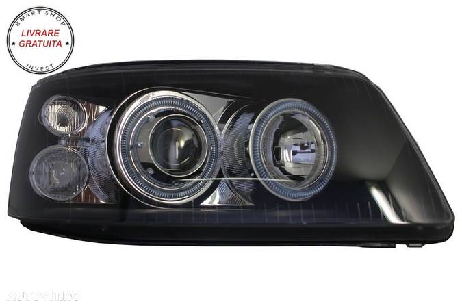 Faruri Angel Eyes VW Transporter T5 (04.2003-08.2009) Negru- livrare gratuita - 2