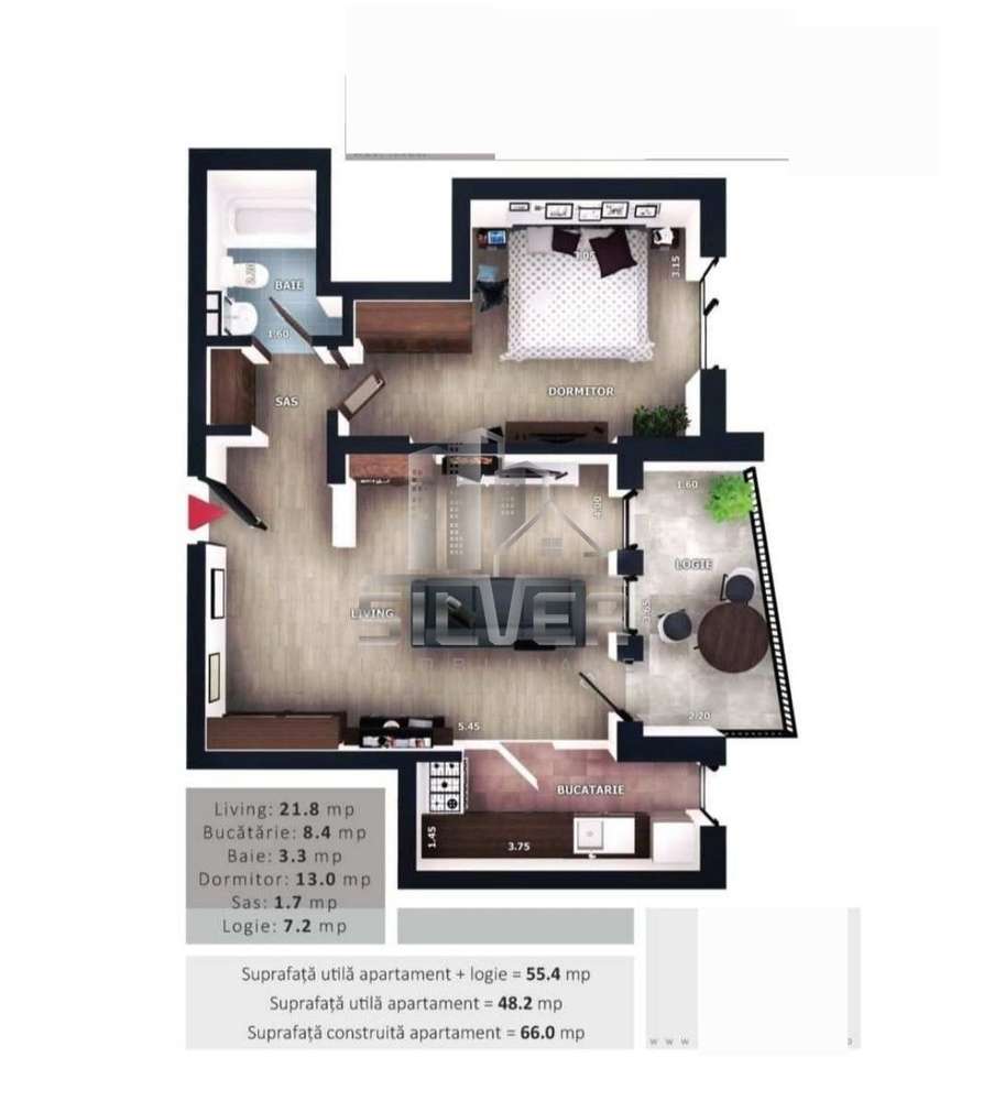 Apartament cu 2 camere+terasa de 7.2 mp la 5 minute de Vivo Center! - Imagine principală: 2/4