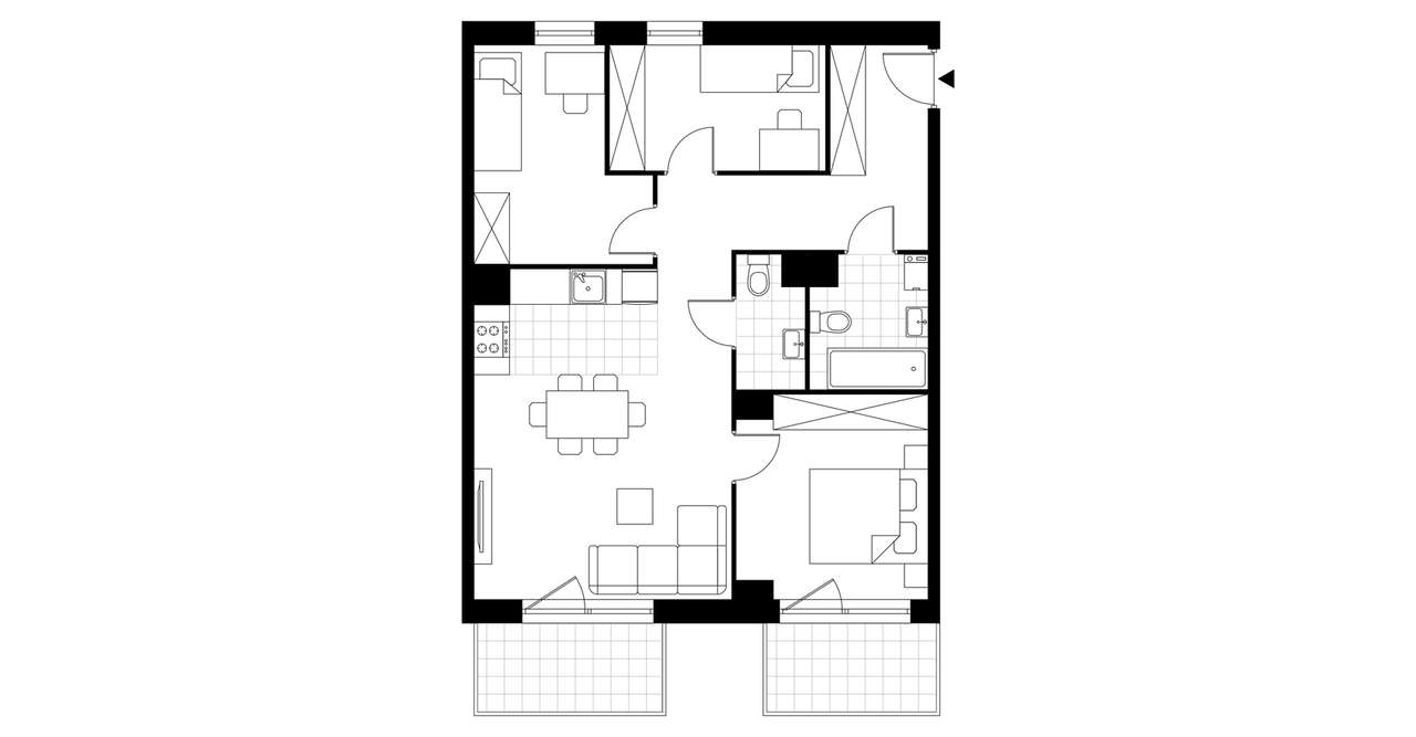 4-pokojowe mieszkanie 68m2 + 2 balkony - Pełny obrazek: 3/8