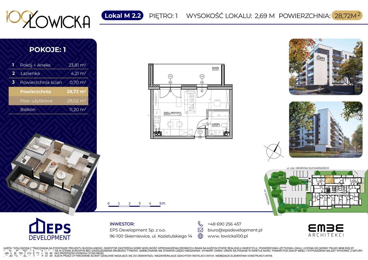 1-pokojowe mieszkanie 28m2 + balkon Bezpośrednio - Pełny obrazek: 3/8