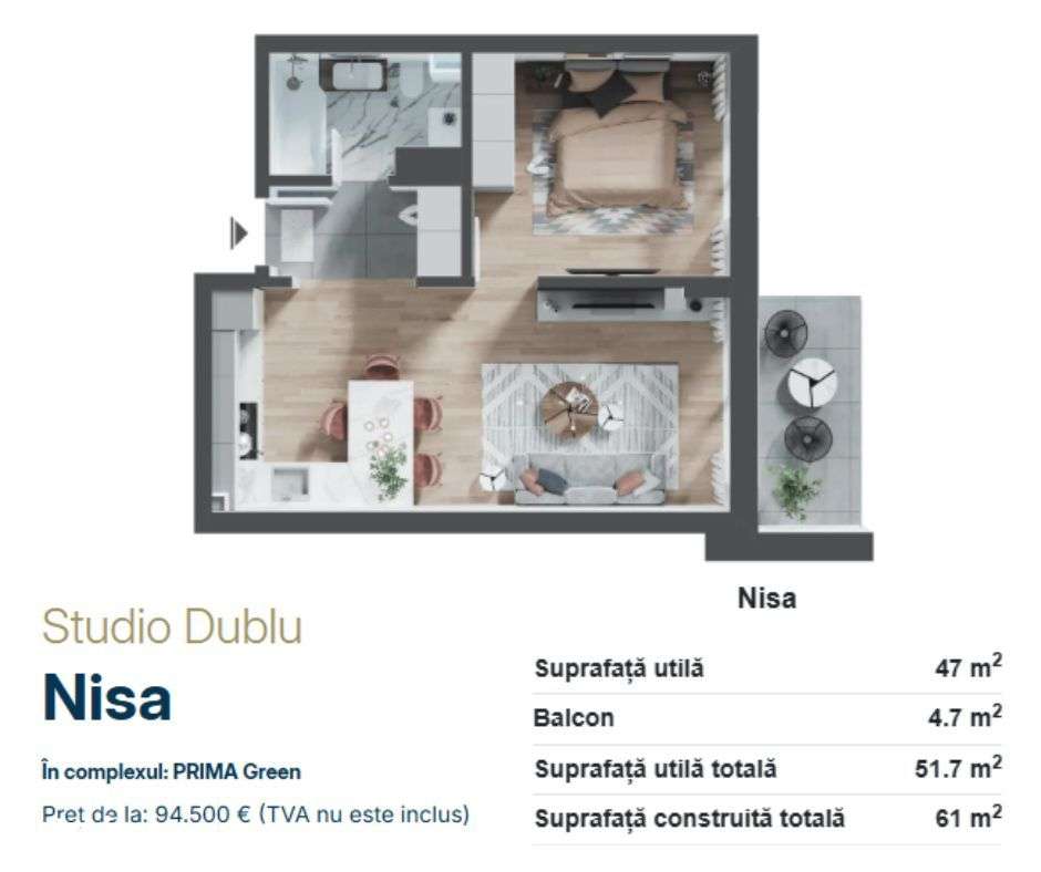 Apartamente de vanzare, tip studio, 2,3 camere Green Residence, Oradea - Imagine principală: 5/7