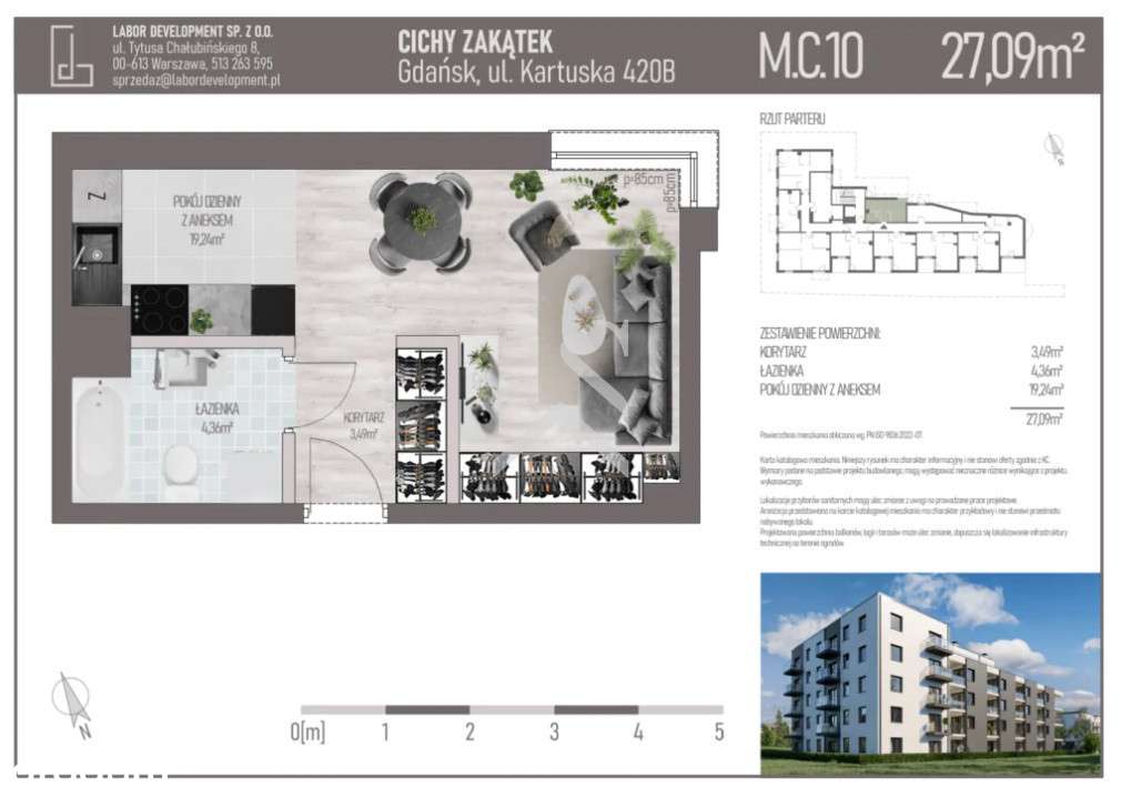 Kawalerka - Umeblowana - Miejsce w hali-10