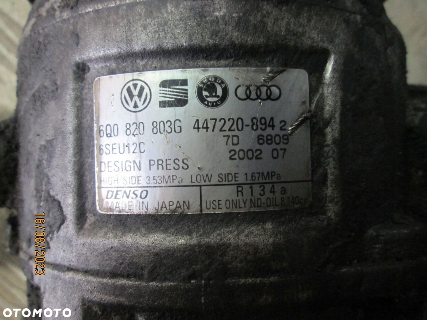 SPRĘŻARKA KLIMATYZACJI VW POLO FABIA I 6Q0820803G - 3