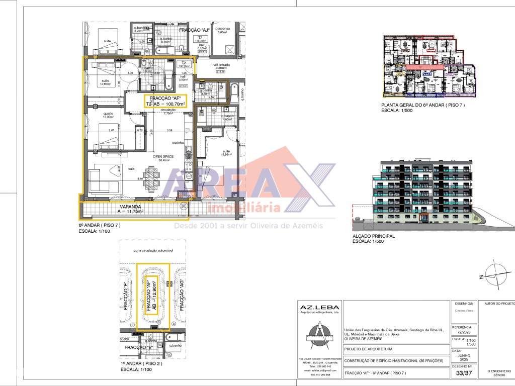 FRAÇÃO AF - 5º andar - T2 - 1 lugar de garagem - Grande imagem: 2/17