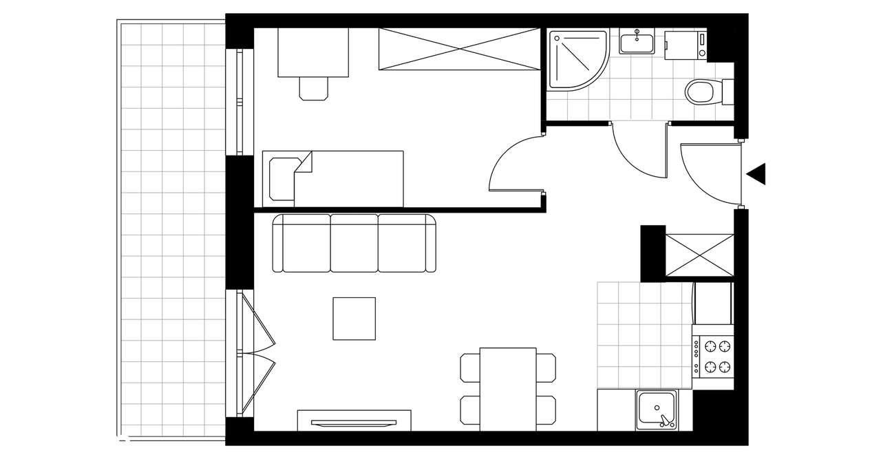 2-pokojowe mieszkanie 36m2 + balkon - Pełny obrazek: 3/7