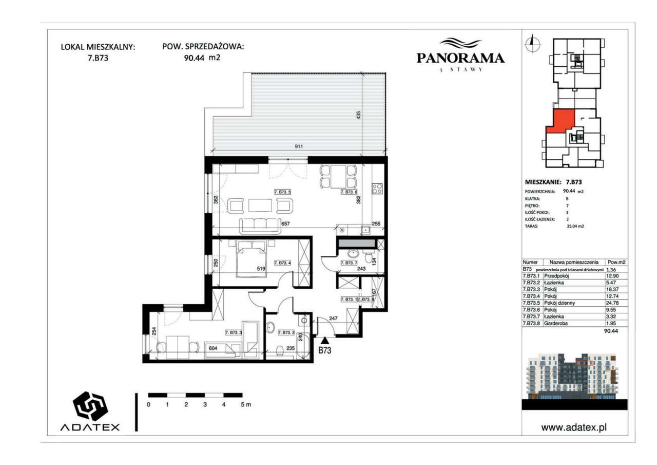 Panorama 3 Stawy | mieszkanie 3-pok. | 7.B73 - Pełny obrazek: 2/9